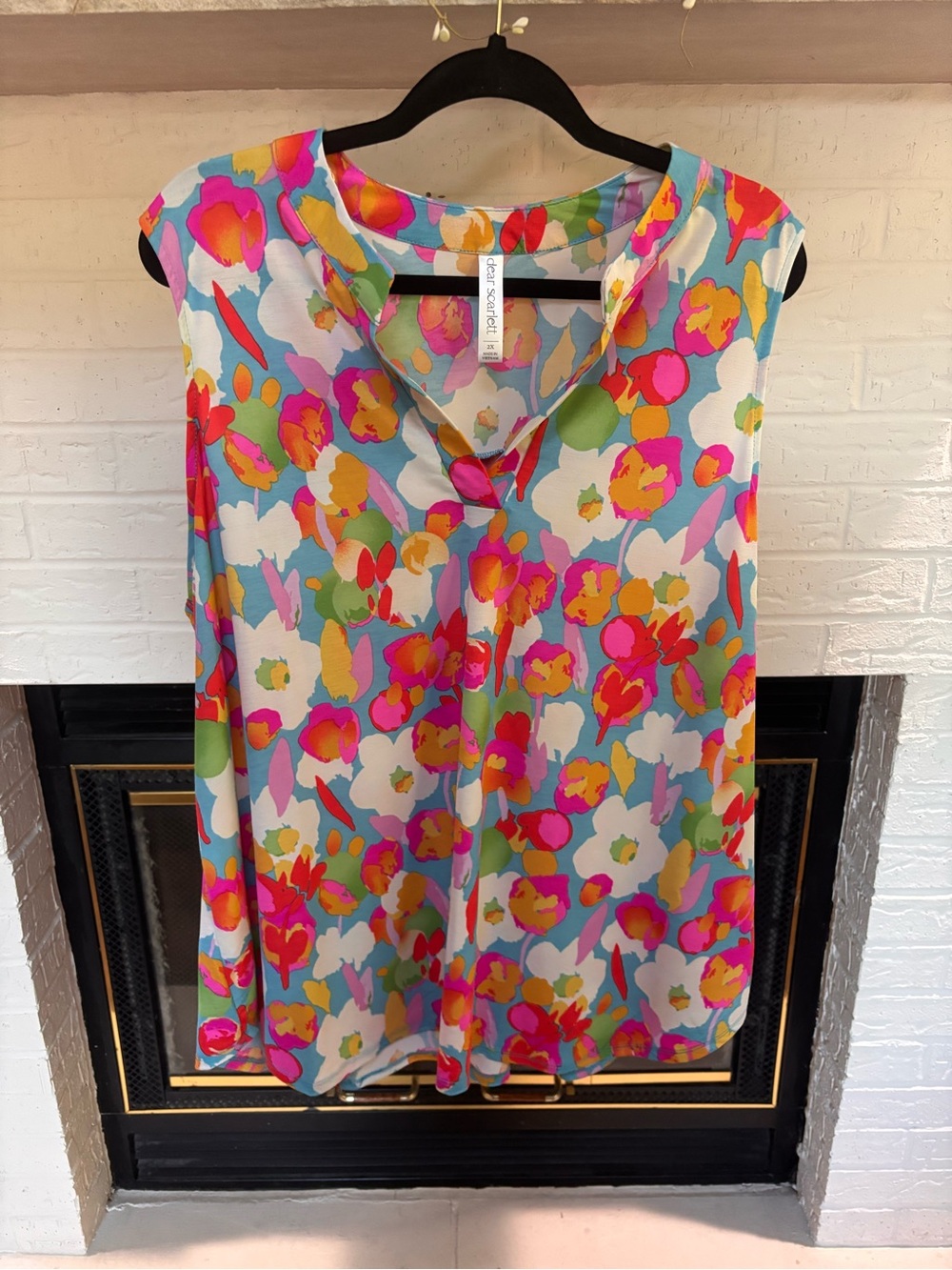 Sleeveless Floral V-Neck Tunic - Multi Bright Print